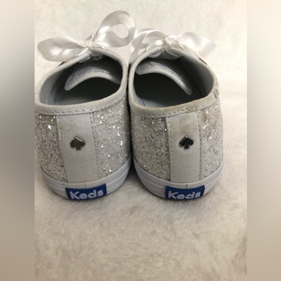 New! Keds X Kate Spade New York Champion Glitter Sneakers silver lace-up ribbon - Picture 6 of 7